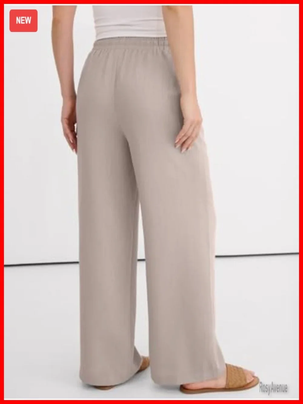 Wide Leg Palazzo Pants Elastic High Waisted Flowy Casual Trousers with Pockets